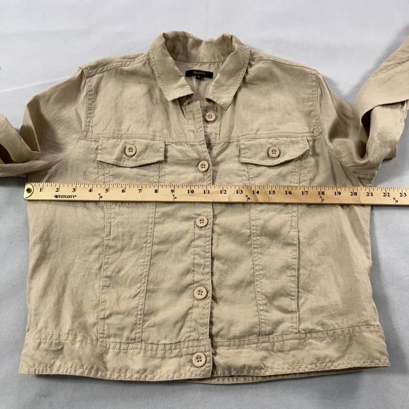 Quince European Linen Jacket Women Medium Driftwood Tan Lightweight Pockets - Picture 8 of 11